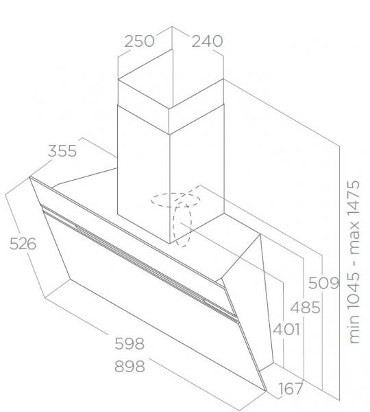 Eico Stripe 90 X emh&aelig;tte til v&aelig;gmontering - Rustfrit st&aring;l