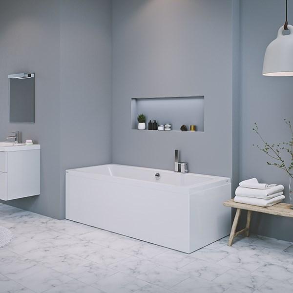 Strømberg Quantum badekar t/indbygning - 170 x 70 - 2 ryglæn - m/Carronite Strømberg Quantum badekar t/indbygning - 170 x 70 - 2 ryglæn - m/Carronite