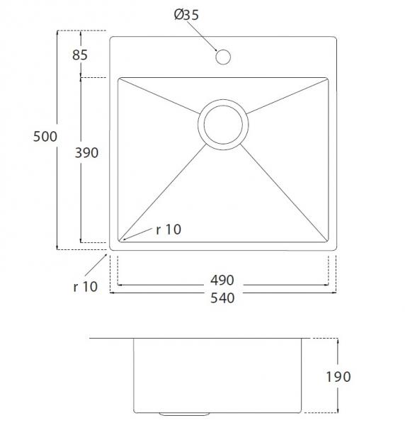 Lavabo Kubus 540 Soft k&oslash;kkenvask - Messing PVD