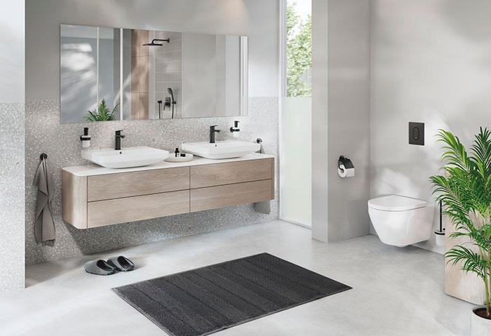 Grohe Cubeo M håndvaskarmatur m/koldstart og push-open bundventil - Mat sort Grohe Cubeo M håndvaskarmatur m/koldstart og push-open bundventil - Mat sort