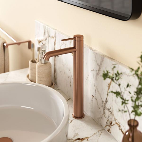 Damixa Iris bowlearmatur m/koldstart u/bundventil - B&oslash;rstet kobber