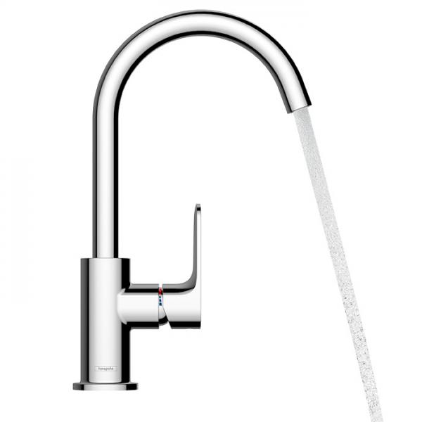 hansgrohe Rebris S 210 h&aring;ndvaskarmatur m/svingtud og l&oslash;ft-op bundventil - Krom