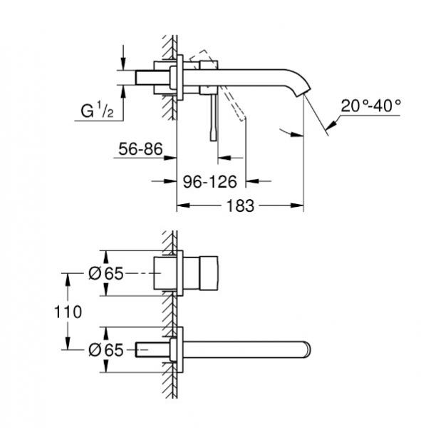 Grohe Essence New armatur til indbygning i v&aelig;g - B&oslash;rstet cool sunrise