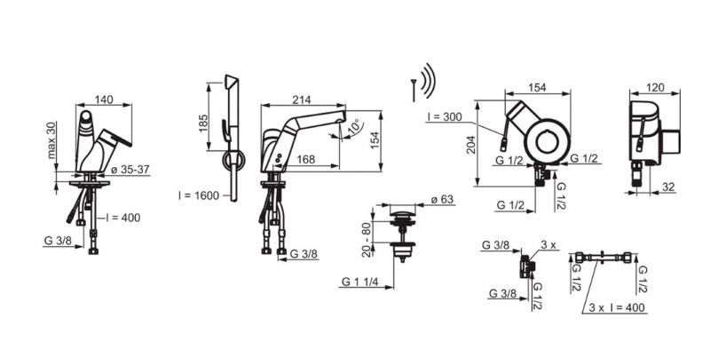 Oras Signa 2216F h&aring;ndvaskarmatur med sidebruser