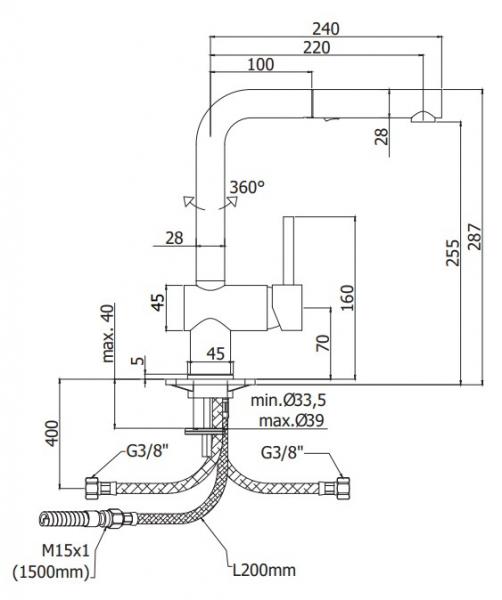 Lavabo Kubus 040 køkkenarmatur m/udtræk - Bruneret messing Lavabo Kubus 040 køkkenarmatur m/udtræk - Bruneret messing
