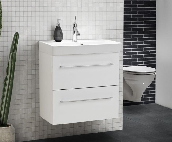 Dansani Mido møbelsæt 50 m/2 skuffer og Capella vask - Hvid mat Dansani Mido møbelsæt 50 m/2 skuffer og Capella vask - Hvid mat