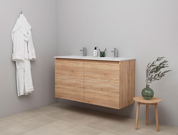 Sanibell Online 121 møbelsæt m/grebsfri låger og dobbeltvask - Bardolino eg Sanibell Online 121 møbelsæt m/grebsfri låger og dobbeltvask - Bardolino eg