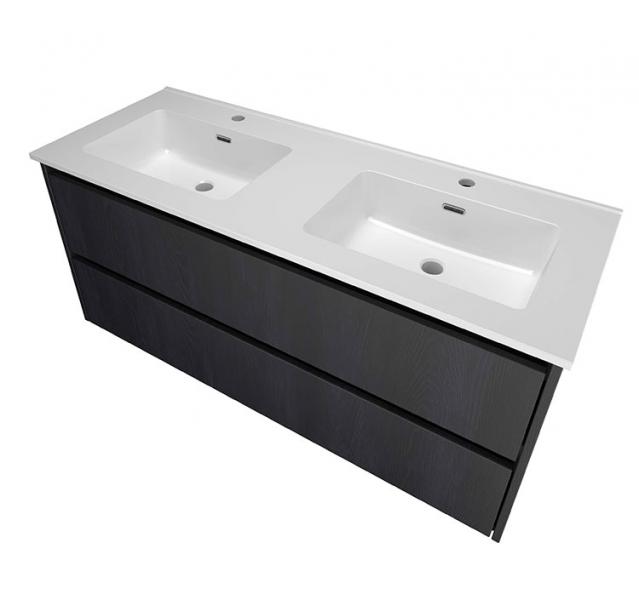 Sanibell Proline 120 møbelsæt m/2 skuffer og dobbeltvask - Sort eg Sanibell Proline 120 møbelsæt m/2 skuffer og dobbeltvask - Sort eg