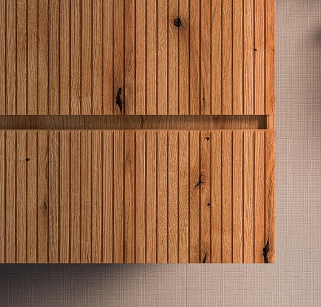 Sanibell Proline 80 m&oslash;bels&aelig;t m/lameller og 2 skuffer - Uden hanehul - Urban eg