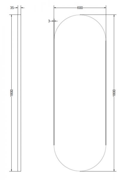 Sanibell Ink SP20 ovalt spejl m/ramme 60 x 180 cm - Børstet mat guld Sanibell Ink SP20 ovalt spejl m/ramme 60 x 180 cm - Børstet mat guld