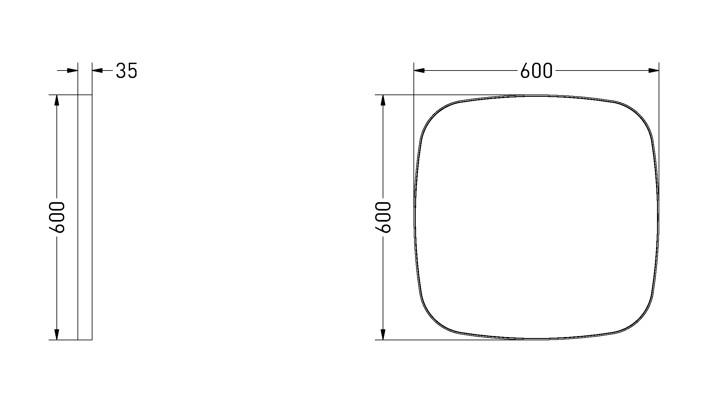 Sanibell Ink SP29 superellipse spejl m/ramme 60 x 60 cm - Børstet mat guld Sanibell Ink SP29 superellipse spejl m/ramme 60 x 60 cm - Børstet mat guld