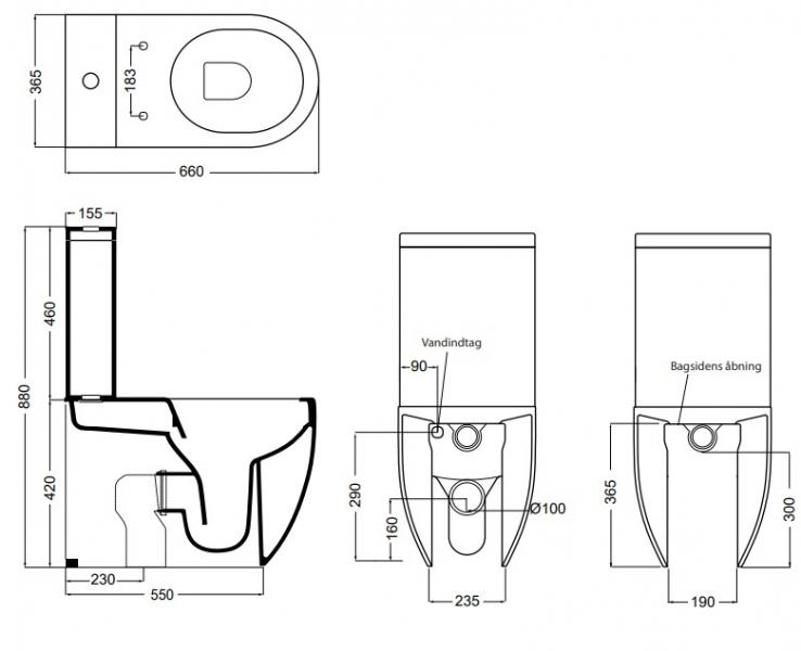 Lavabo Glomp rimless gulvst&aring;ende toilet m/soft close s&aelig;de - Hvid