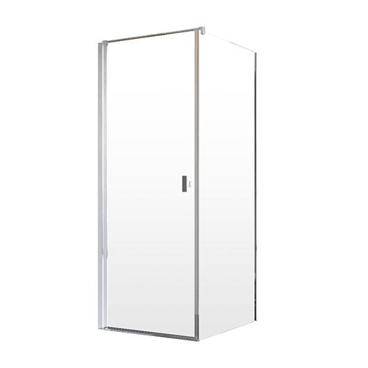 Str&oslash;mberg Noma 135 fast brusev&aelig;g m/svingd&oslash;r til venstre - 80 x 80 - Klar glas/krom