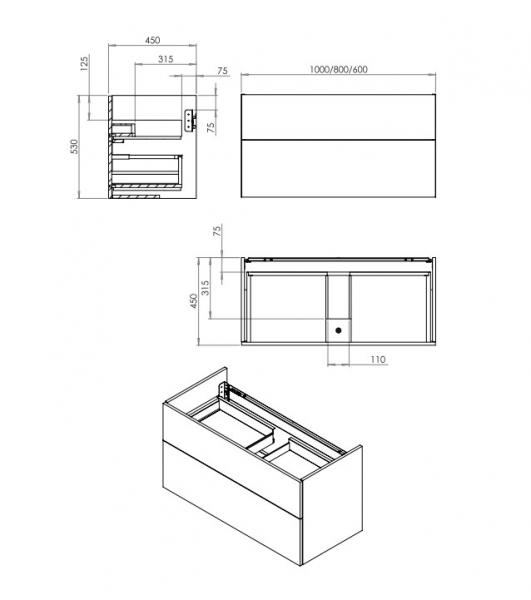 Cassøe Crown Frame 60 møbelsæt m/skuffer - Hvid Cassøe Crown Frame 60 møbelsæt m/skuffer - Hvid
