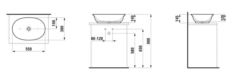 Laufen New Classic 55 fritst&aring;ende bowlevask - Uden overl&oslash;b