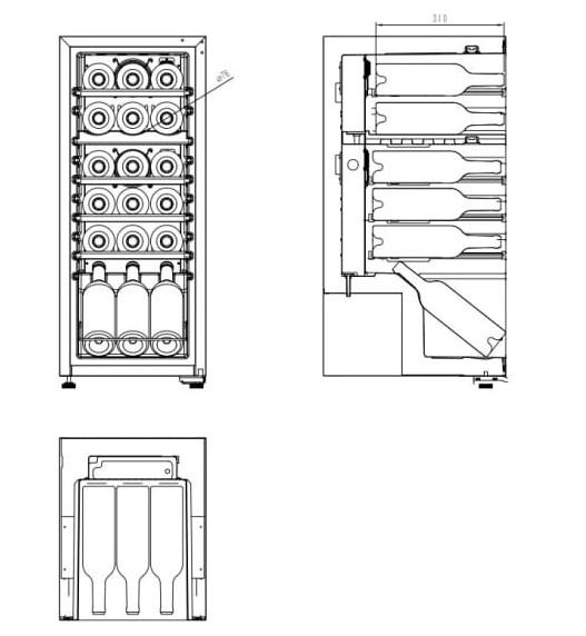 Cavin Northern Collection 18 fritst&aring;ende vink&oslash;leskab m/2 zoner - Sort