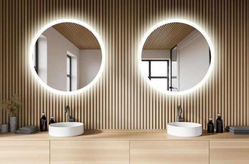 Sandra rundt spejl m/integreret LED lys og backlight - &Oslash;110 cm