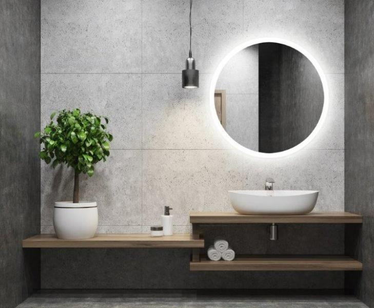 Sandra rundt spejl m/integreret LED lys, backlight og varme - Ø90 cm Sandra rundt spejl m/integreret LED lys, backlight og varme - Ø90 cm