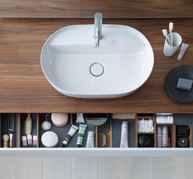 Duravit Luv 50 fritst&aring;ende bowlevask - 1 hanehul - Mat hvid