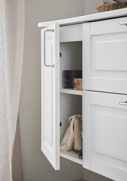 Hafa Grace 90 m&oslash;bels&aelig;t m/mat hvid bowlevask - Hvid mat rammefront