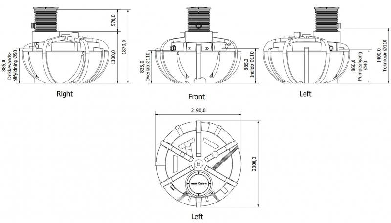 Watercare komplet regnvandsanlæg til hus 2500L Watercare komplet regnvandsanlæg til hus 2500L