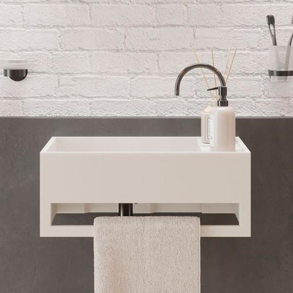 Ideavit Solidcube 50 håndvask m/håndklædeholder t/væg - 1 hanehul Ideavit Solidcube 50 håndvask m/håndklædeholder t/væg - 1 hanehul