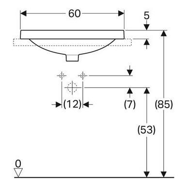 Geberit Variform 60 oval h&aring;ndvask m/bagkant t/nedf&aelig;ldning - 1 hanehul