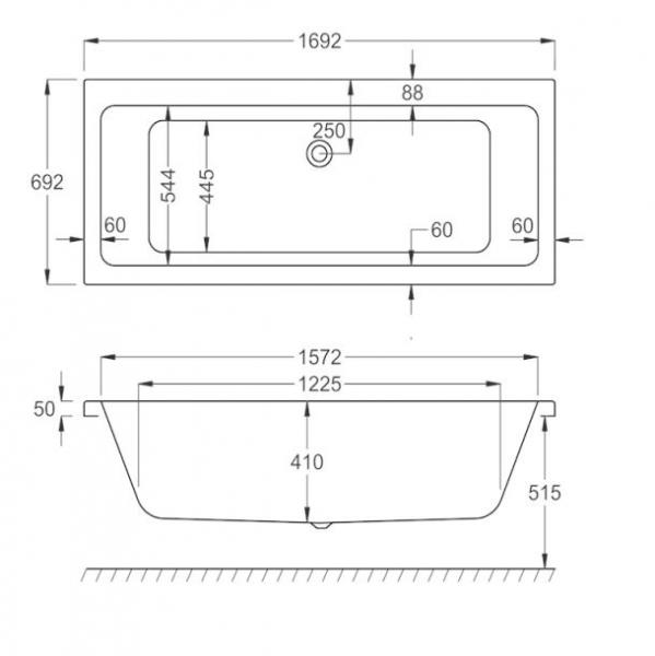Strømberg Quantum badekar t/indbygning - 170 x 70 - 2 ryglæn - m/Carronite Strømberg Quantum badekar t/indbygning - 170 x 70 - 2 ryglæn - m/Carronite