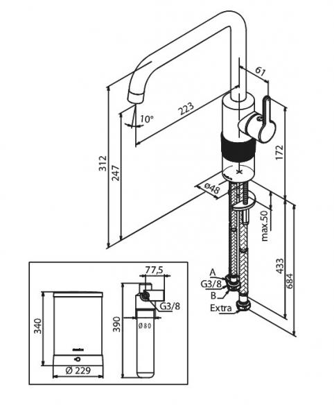 Damixa Silhouet Instant kogende køkkenarmatur - Steel Damixa Silhouet Instant kogende køkkenarmatur - Steel