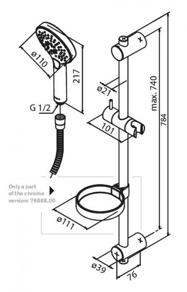 Damixa Silhouet komplet brusesystem - B&oslash;rstet kobber