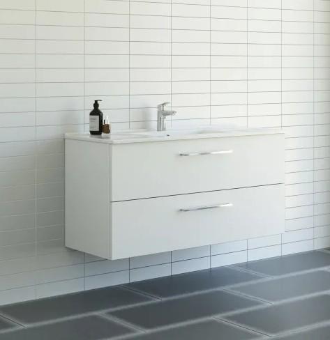 Dansani Mido+ 120 møbelpakke m/Amber vask og 2 skuffer - Mat hvid Dansani Mido+ 120 møbelpakke m/Amber vask og 2 skuffer - Mat hvid