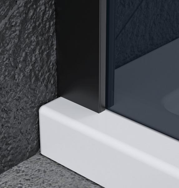 Nortiq fast brusevæg 80x190 - Mørkt glas/mat sort Nortiq fast brusevæg 80x190 - Mørkt glas/mat sort