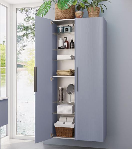 Dansani Mido+ Classic højskab m/1 låge - Stribet/mat lyseblå Dansani Mido+ Classic højskab m/1 låge - Stribet/mat lyseblå