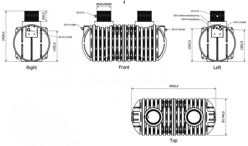 Watercare komplet regnvandsanlæg til hus 7000L Watercare komplet regnvandsanlæg til hus 7000L