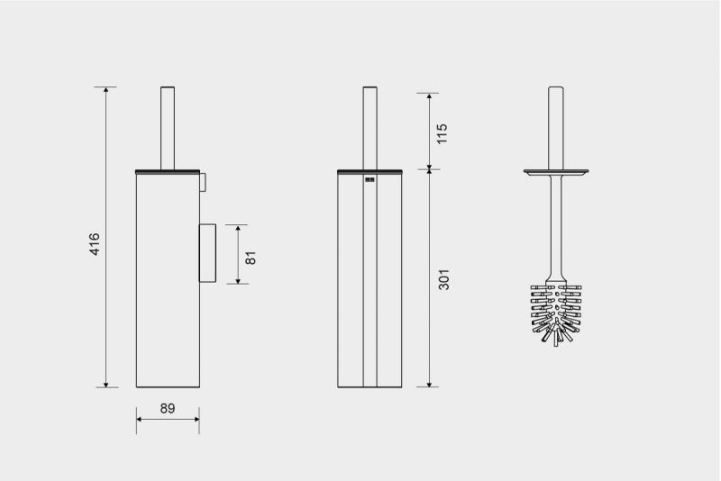 Unidrain ReFrame toiletbørste til væg - Børstet stål Unidrain ReFrame toiletbørste til væg - Børstet stål