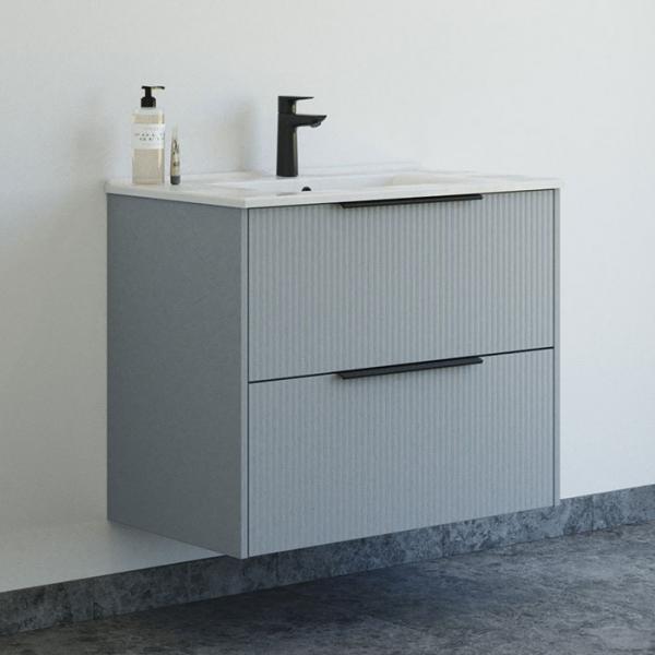 Dansani Mido+ Classic 81 møbelsæt m/Amber vask og 2 skuffer - Striber/mat lyseblå Dansani Mido+ Classic 81 møbelsæt m/Amber vask og 2 skuffer - Striber/mat lyseblå