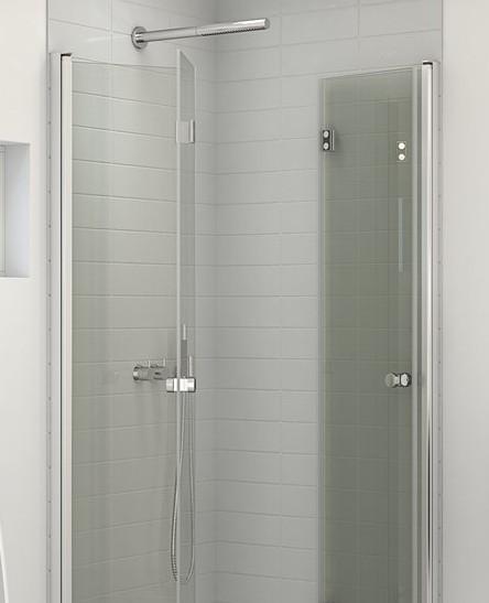 Dansani Match B+B bruseniche m/folded&oslash;re - 80x80 cm - Klar glas/mat krom