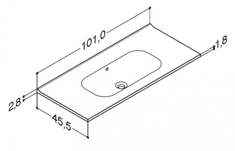 Dansani Luna Urban 100 m&oslash;bels&aelig;t m/Kantate vask og skuffer - H&oslash;j - Brun eg