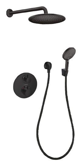 Hansgrohe Ecostat Round komplet brusesystem til indbygning - Mat sort Hansgrohe Ecostat Round komplet brusesystem til indbygning - Mat sort