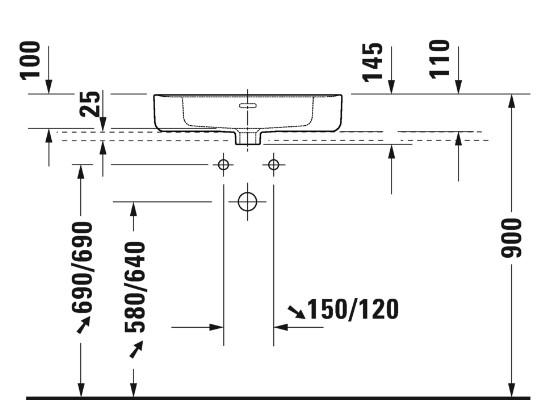 Duravit Soleil fritstående bowlevask - 1 hanehul - Med overløb Duravit Soleil fritstående bowlevask - 1 hanehul - Med overløb