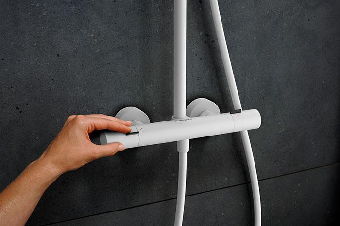 hansgrohe Pulsify S Puro & Tecturis komplet pakke til badev&aelig;relset - Mat hvid