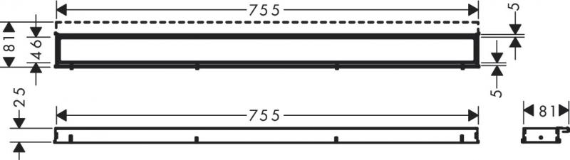 Hansgrohe RainDrain Match Kappes&aelig;t - 80 cm - B&oslash;rstet rustfrit st&aring;l